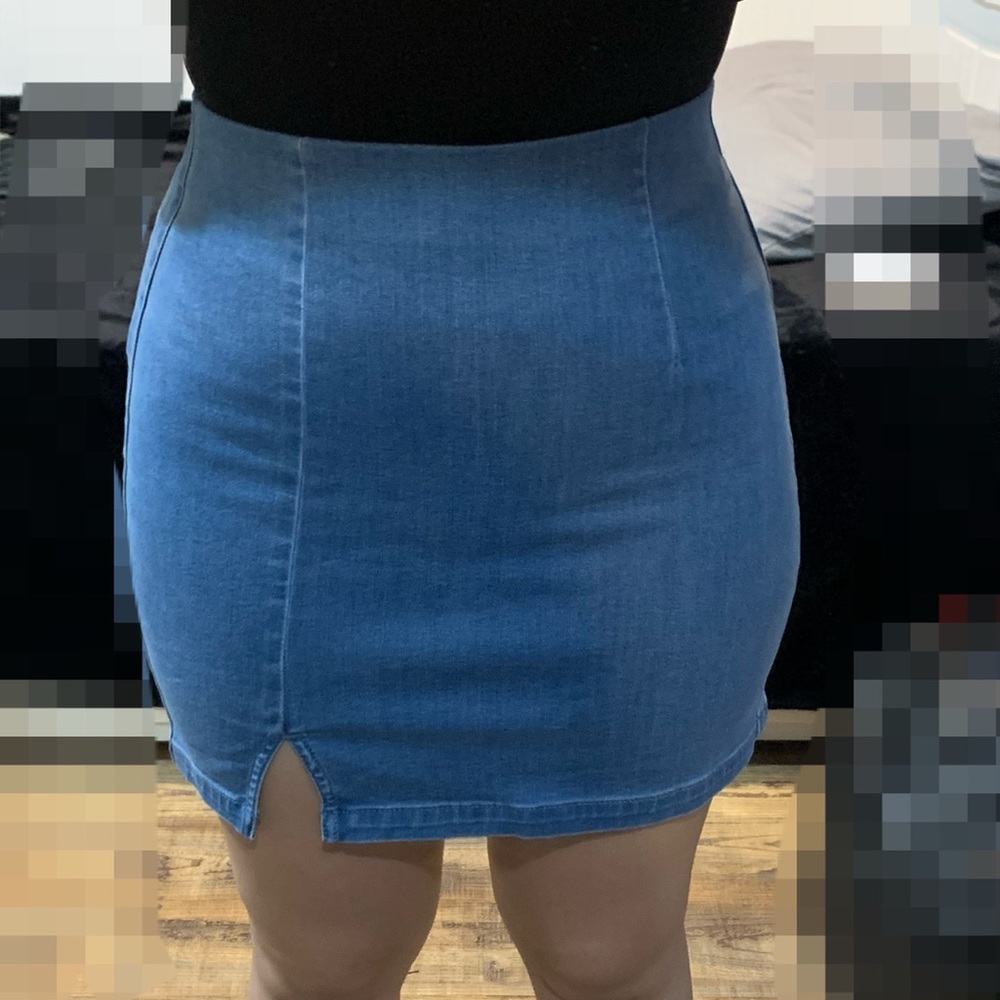 Pull-On Denim Skirt